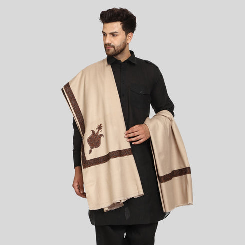 Men's Kashmiri Embroidered Wool Shawl